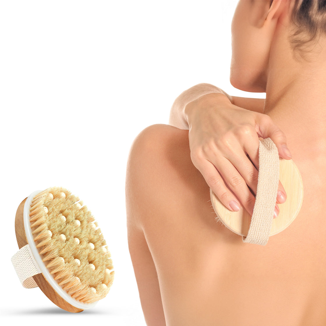 Bamboo Massage Brush – Natural Bristles for Dry Brushing & Exfoliation