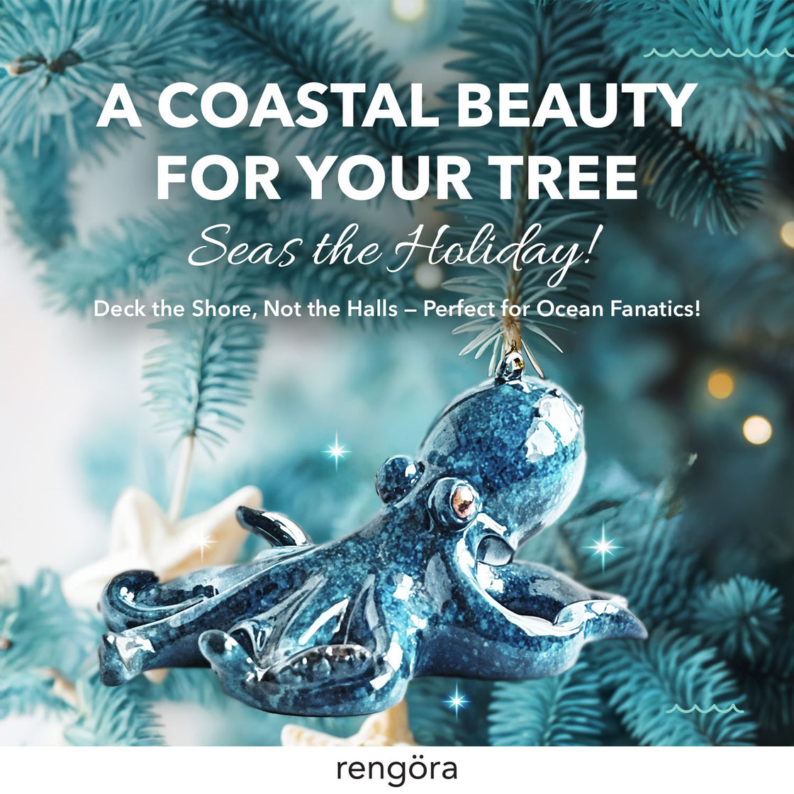 Rengöra Blue Octopus Christmas Tree Ornament - Sea Animal Ornaments for Ocean Enthusiasts