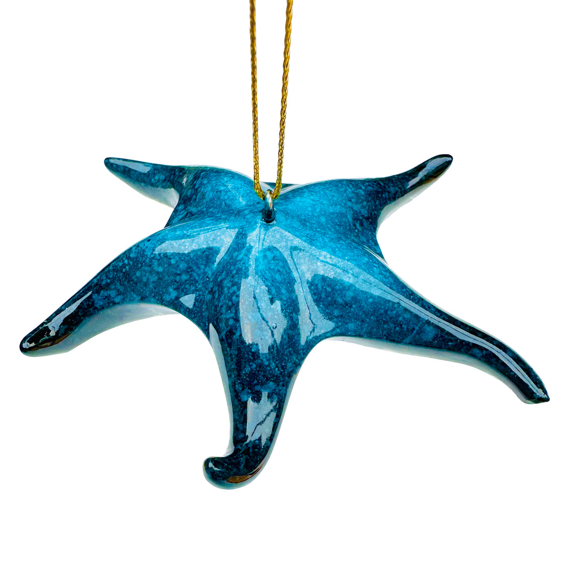 rengora Blue starfish ornament on white background