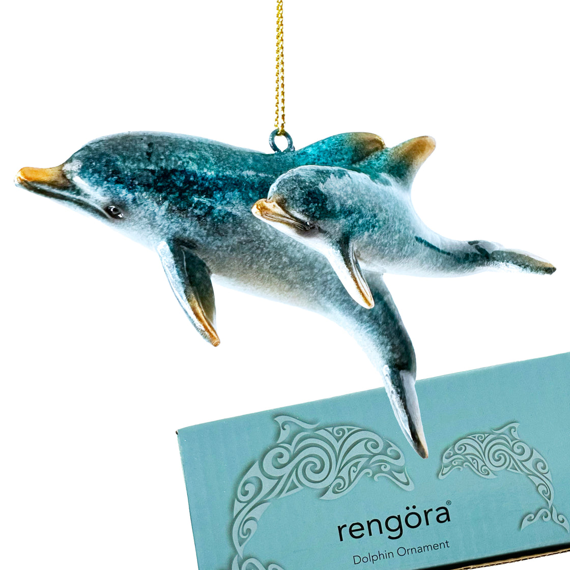 rengöra  dolphins mother with baby pictured with customized blue packaging box it comes in