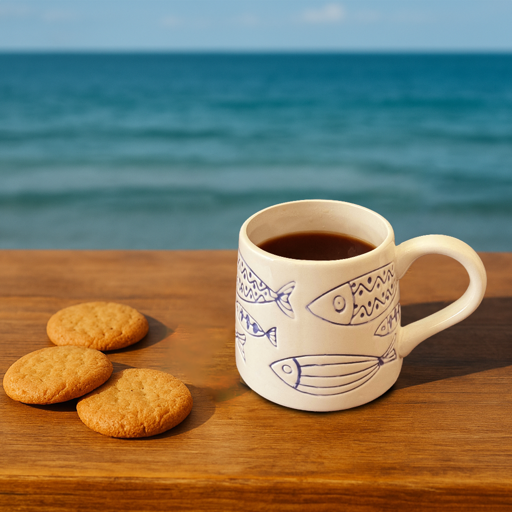 16 oz. Ceramic Fish Mug – Coastal Accent for Your Kitchen