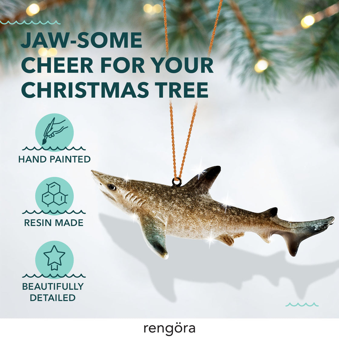 Shark Christmas Ornament – "Jawsome" Holiday Gift for Shark Lovers!