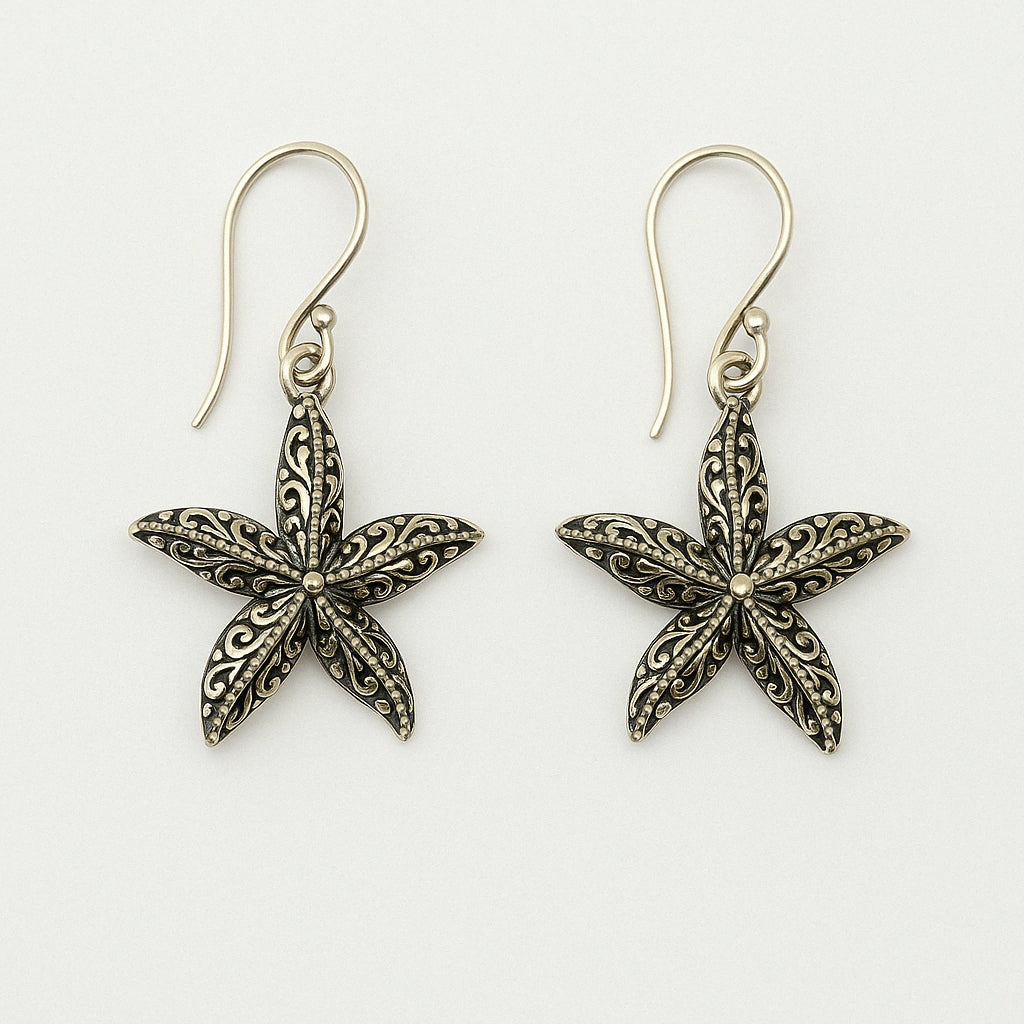 Starfish Earrings - Sterling Silver (925) Beautifully Handmade in Indonesia