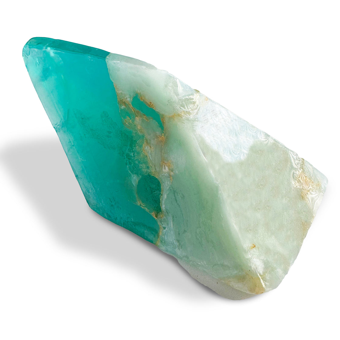 Aquamarine SoapRock® - turquoise white and gold soap bar that looks like an actual aquamarine rock