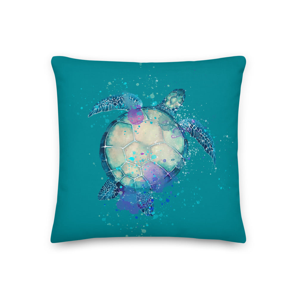 Sea Turtle Premium Custom Design Teal Pillow
