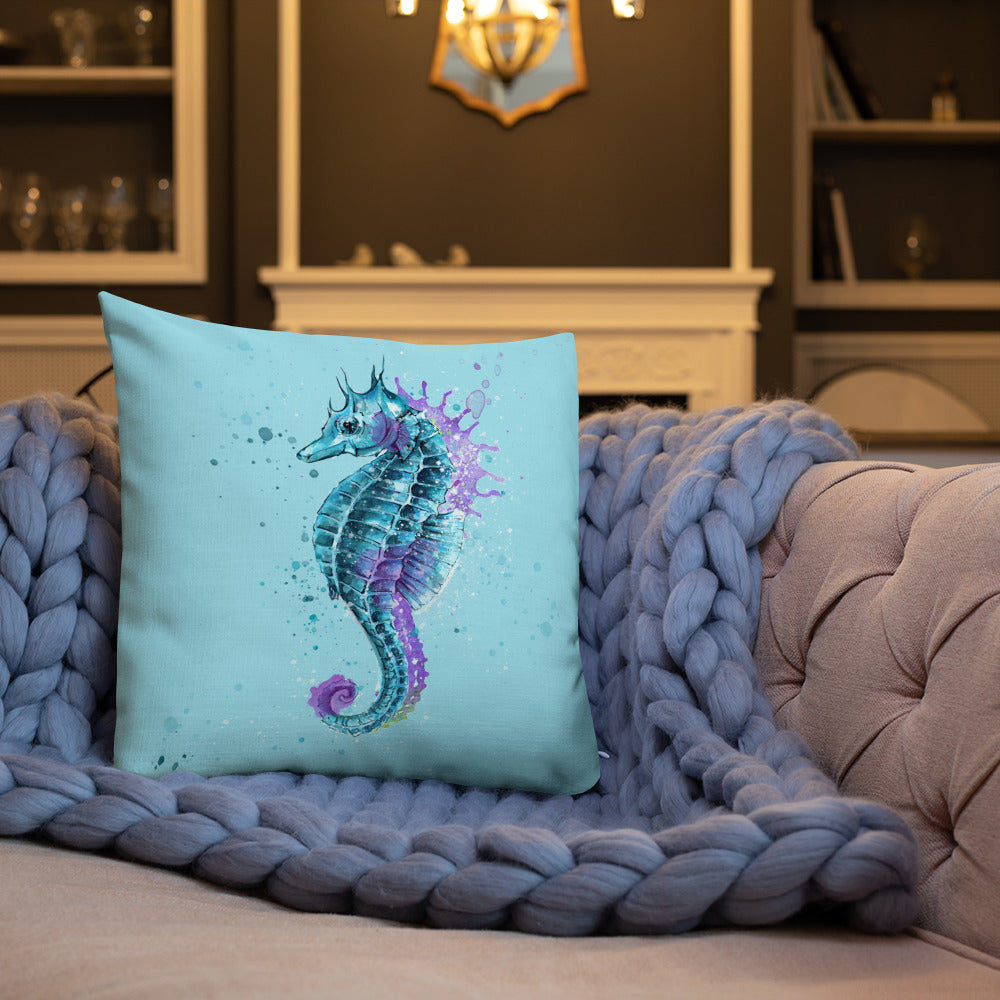 Beautiful Seahorse Throw Pillow - Light Blue
