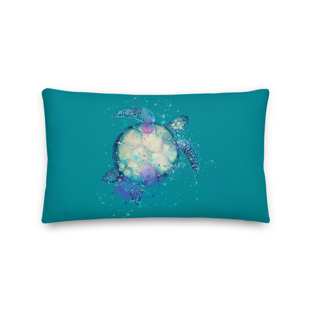 Sea Turtle Premium Custom Design Teal Pillow