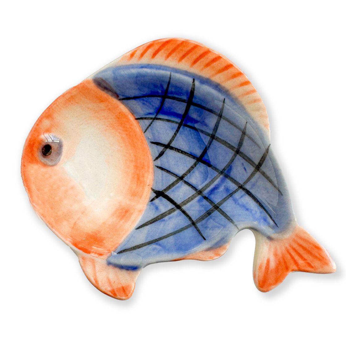 Mini Fish Plates in shades of orange and blue by rengora