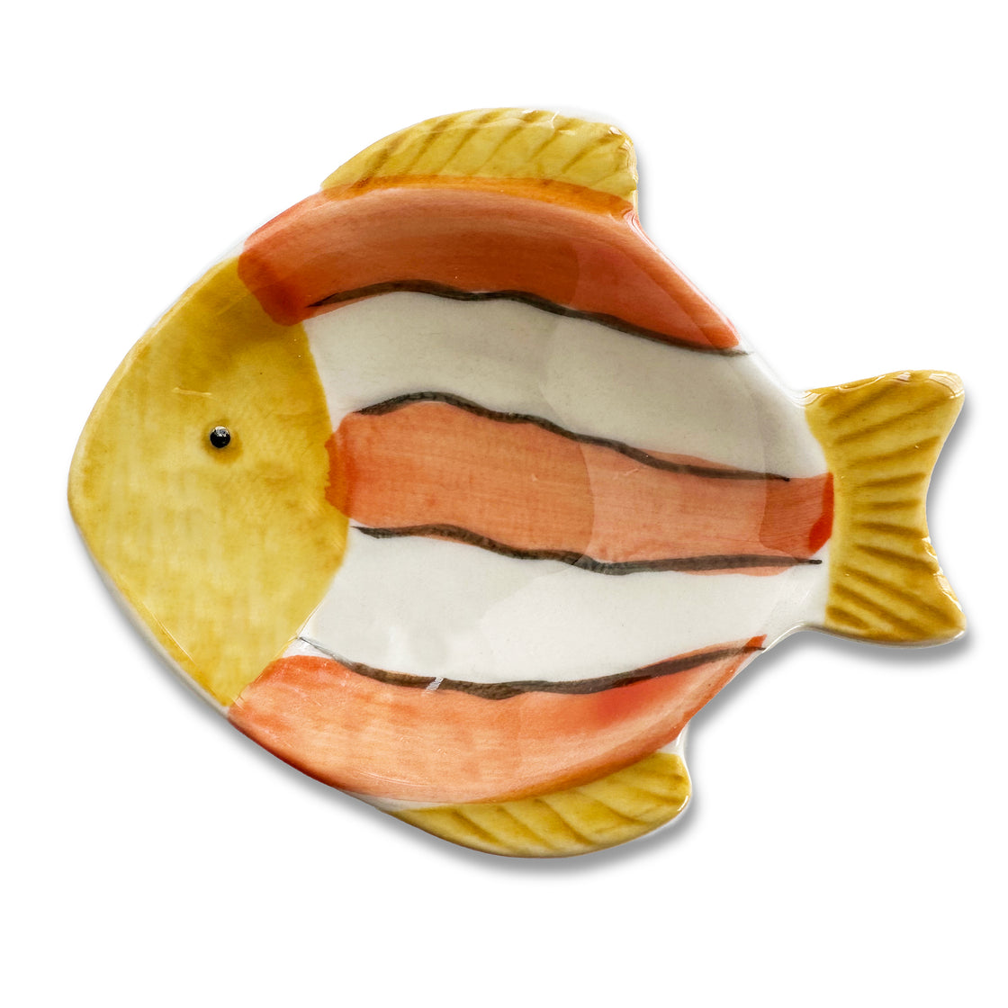 Vibrant Mini Fish Plates in yellow and orange, with cute eye by rengora