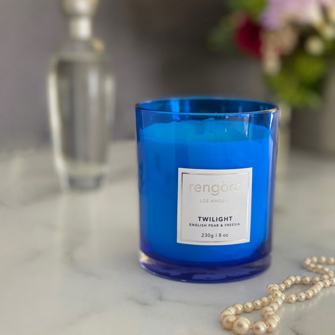 scented soy wax candle English pear & freesia fragrance