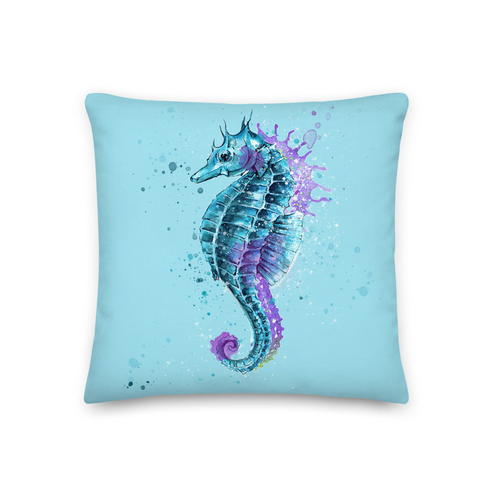 Beautiful Seahorse Throw Pillow - Light Blue