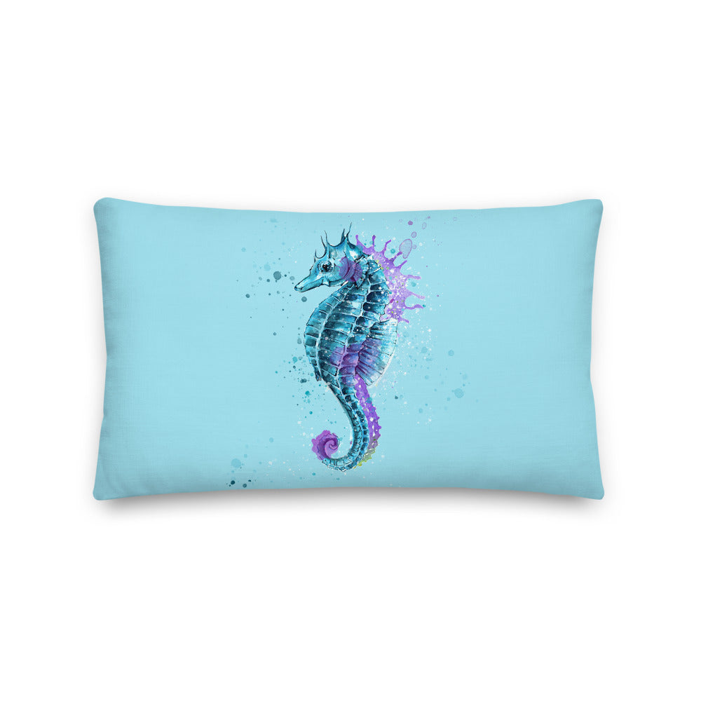 Beautiful Seahorse Throw Pillow - Light Blue
