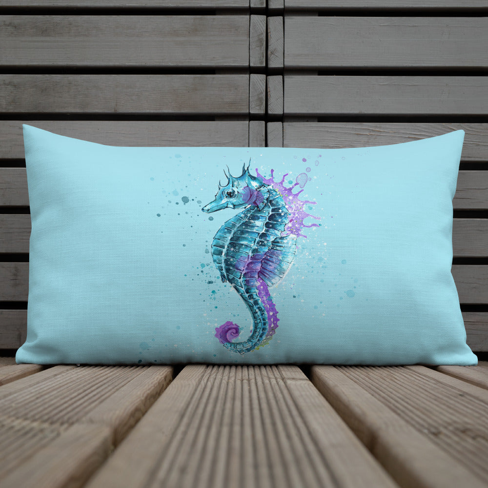 Beautiful Seahorse Throw Pillow - Light Blue
