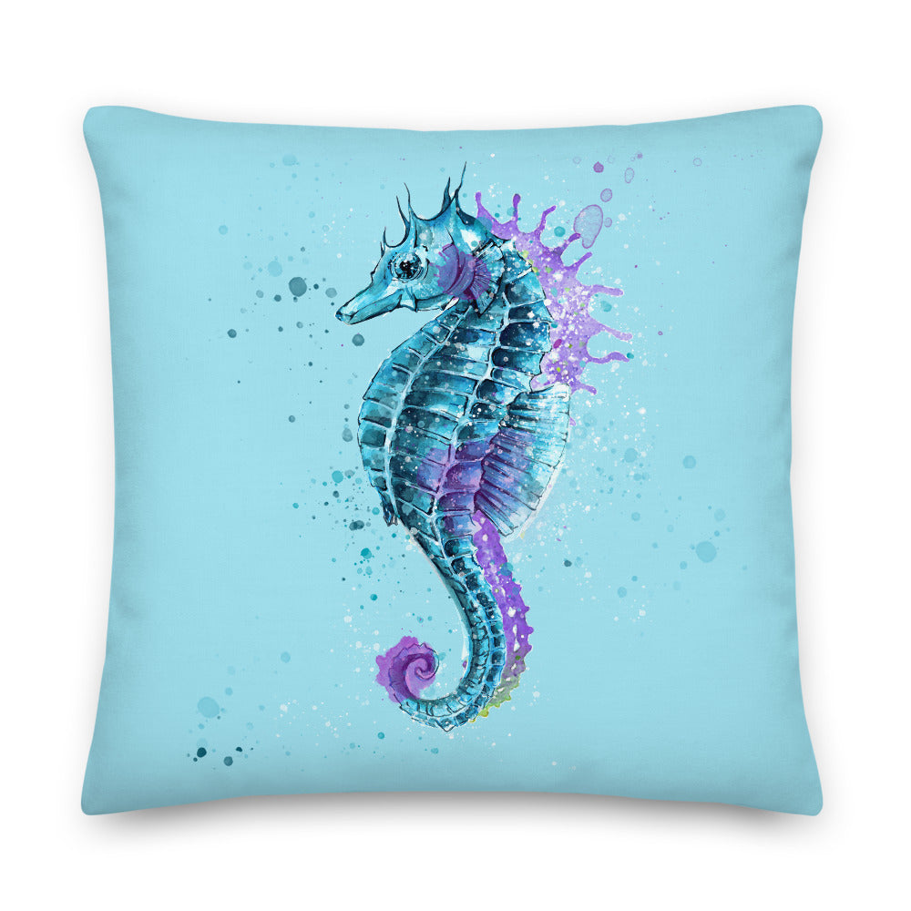 Beautiful Seahorse Throw Pillow - Light Blue