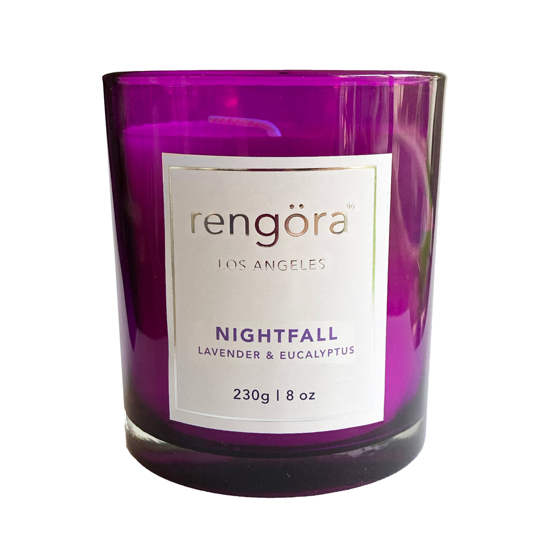 purple glass rengöra's Nightfall scented candle: lavender and eucalyptus