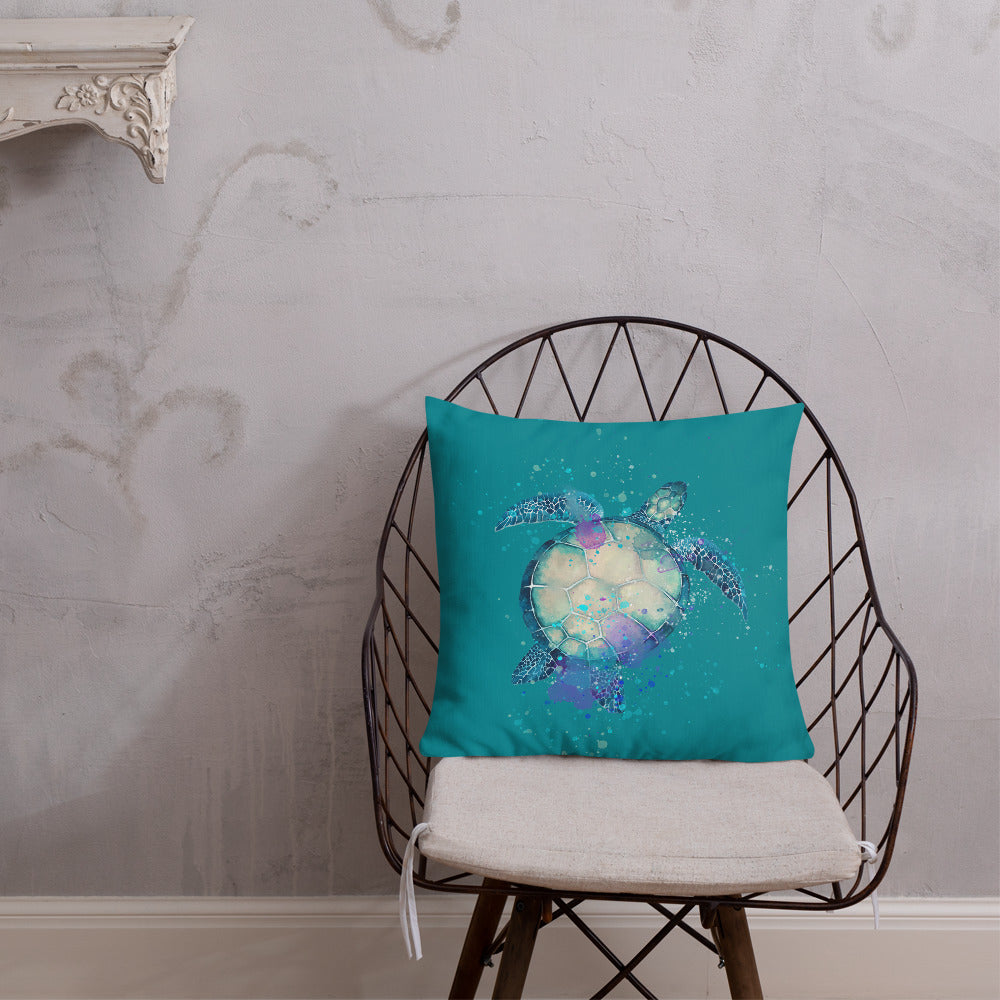 Sea Turtle Premium Custom Design Teal Pillow