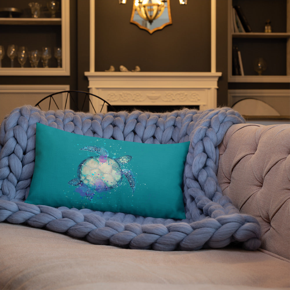 Sea Turtle Premium Custom Design Teal Pillow