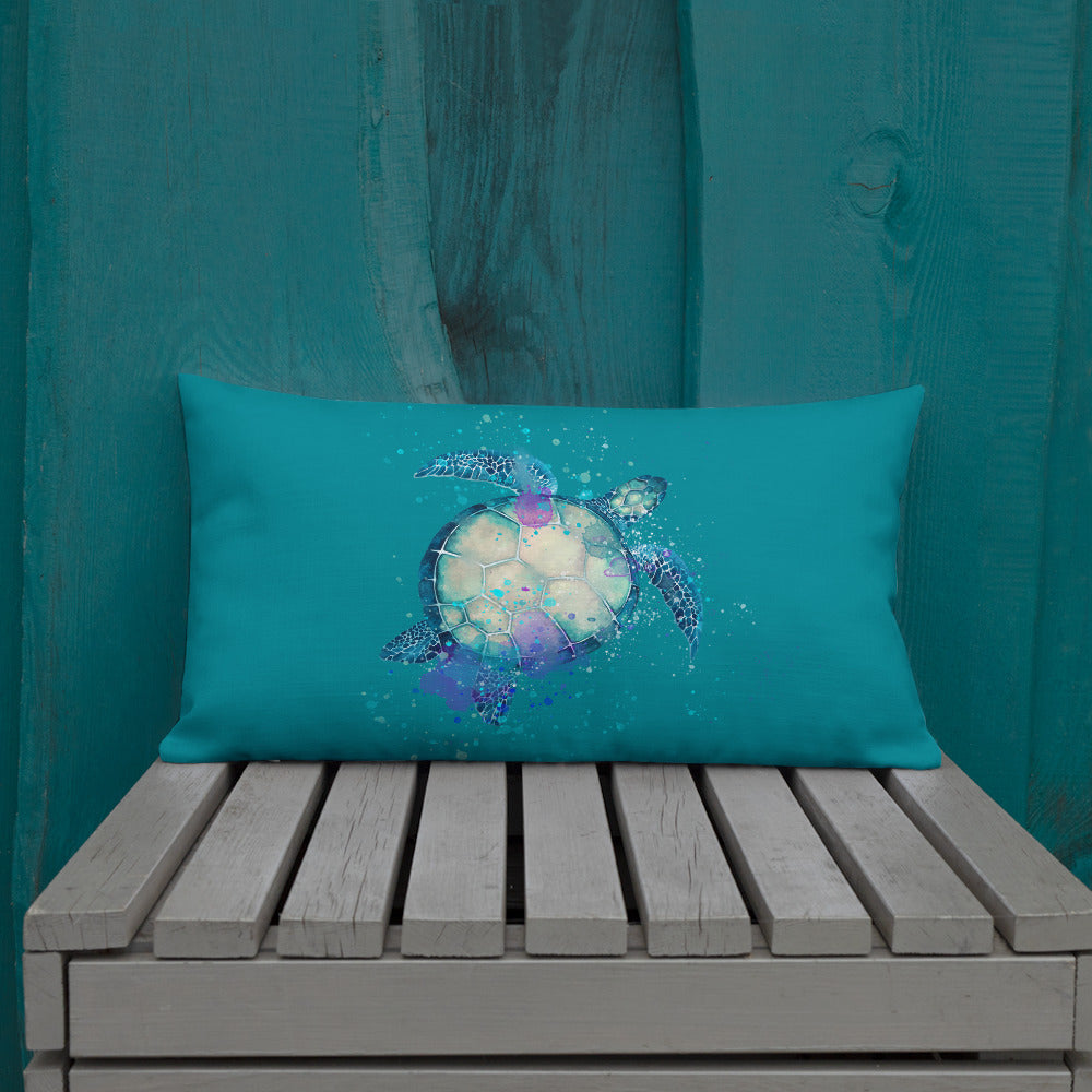 Sea Turtle Premium Custom Design Teal Pillow