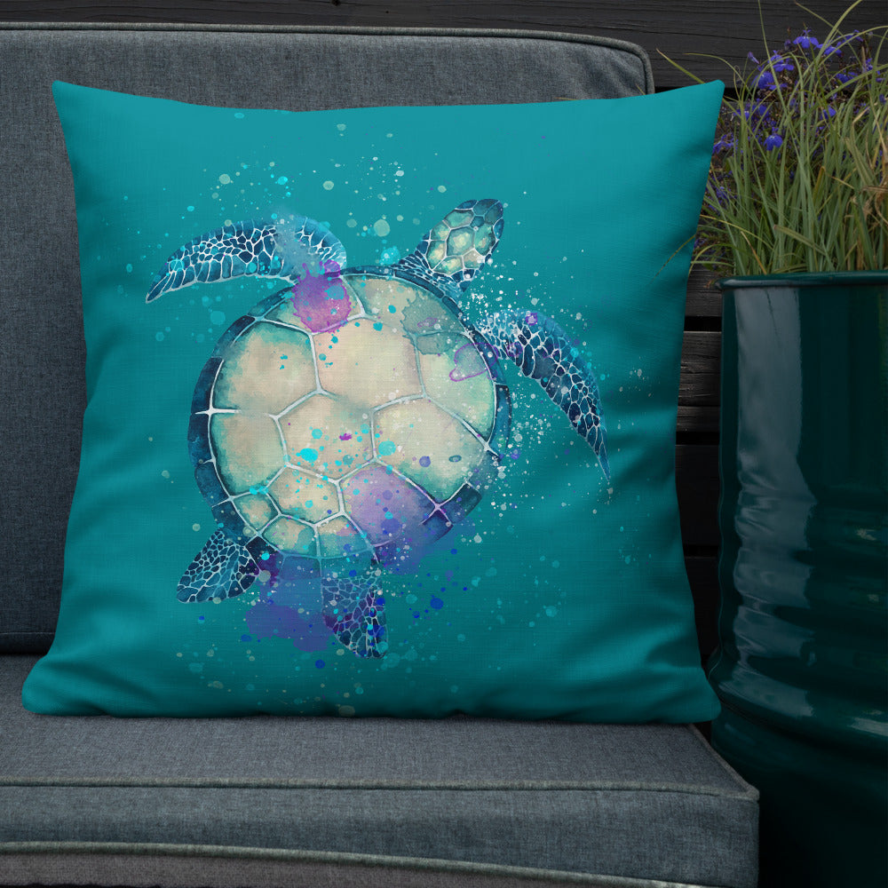 Sea Turtle Premium Custom Design Teal Pillow