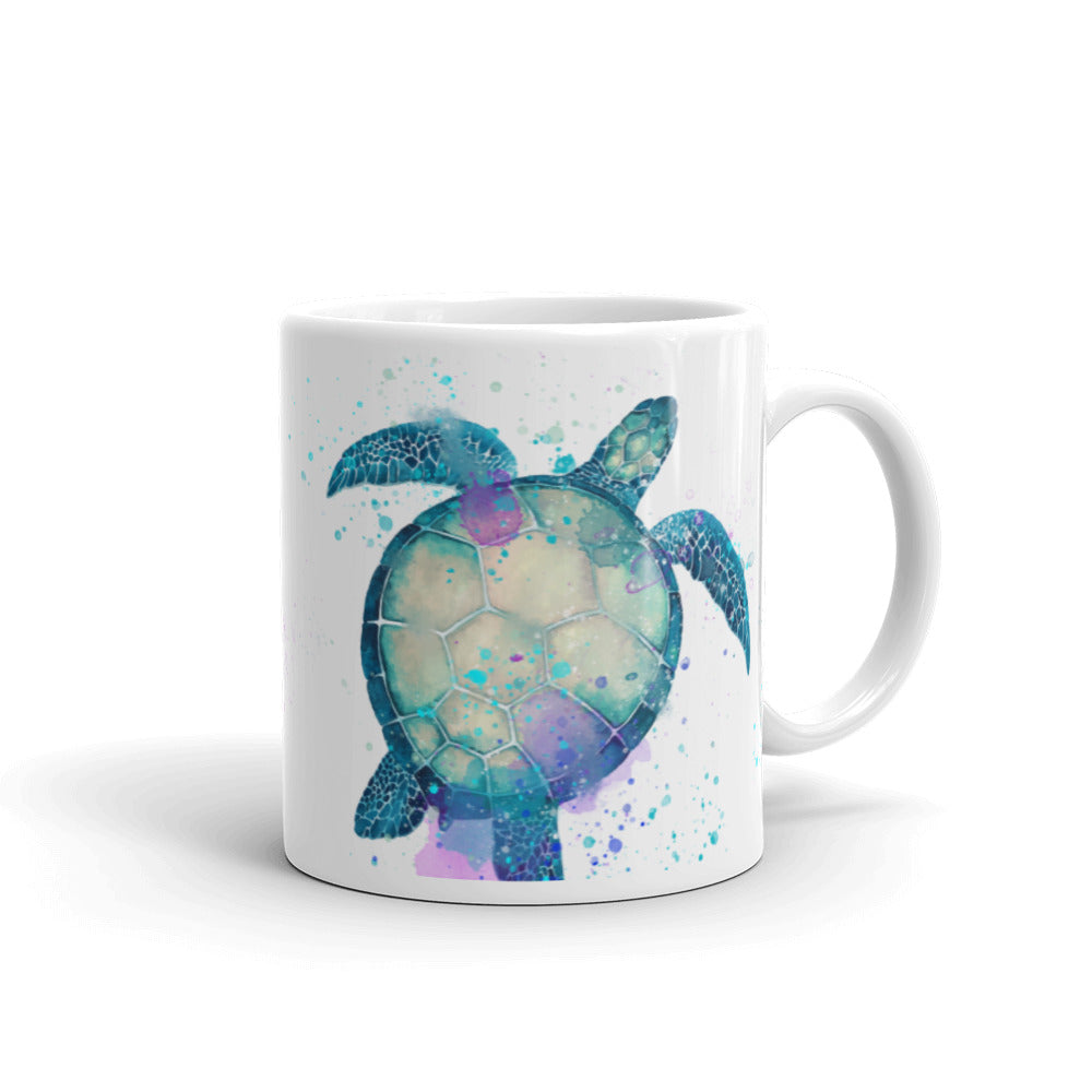 close up view of 11 oz sea turtle coffee mug