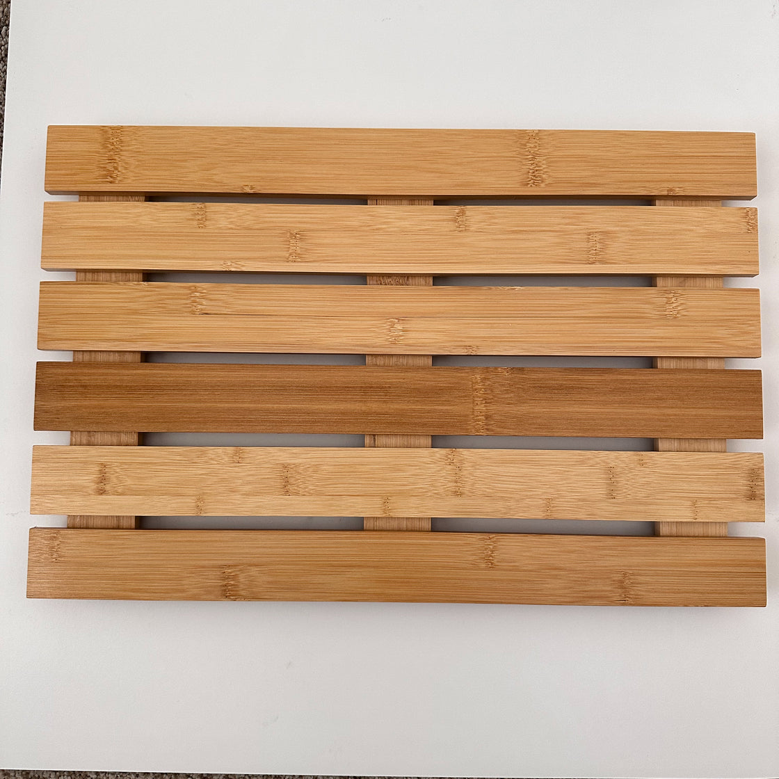 Wooden Bathroom Mat, Sturdy Bamboo Design, 6 Slats, Indoor/Outdoor