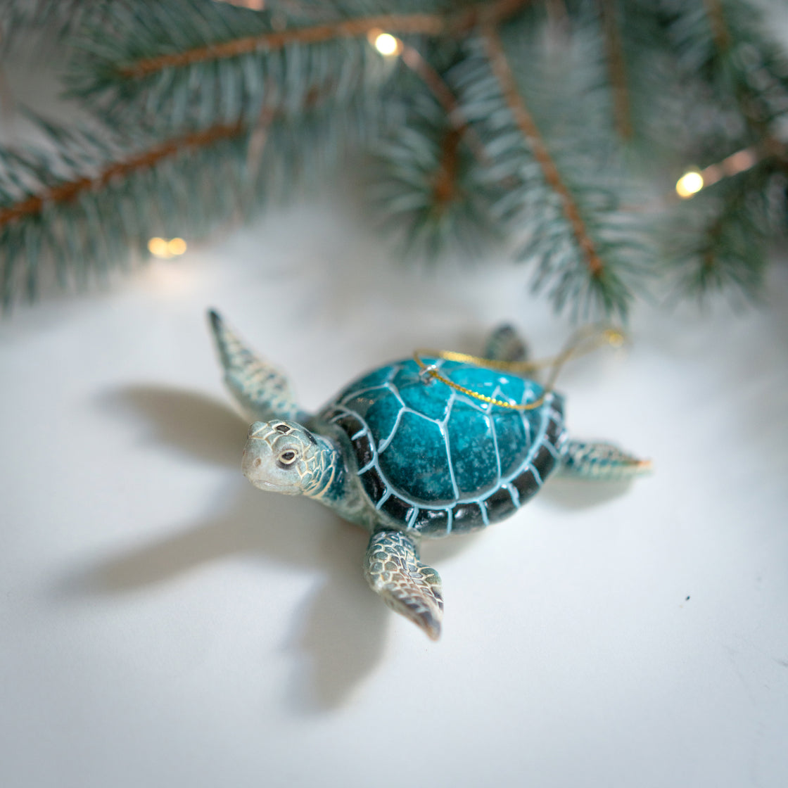 Ocean Christmas Ornament Set – 5 Hand-Painted Sea Life Ornaments | Turtle, Dolphin, Shark, Manta Ray & Tropical Fish