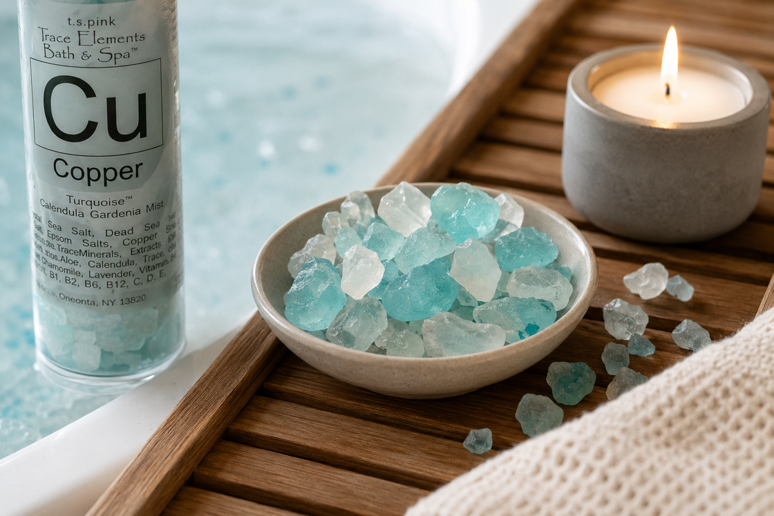 Copper Bath Salts – Mineral Soak with Calendula Gardenia Mist