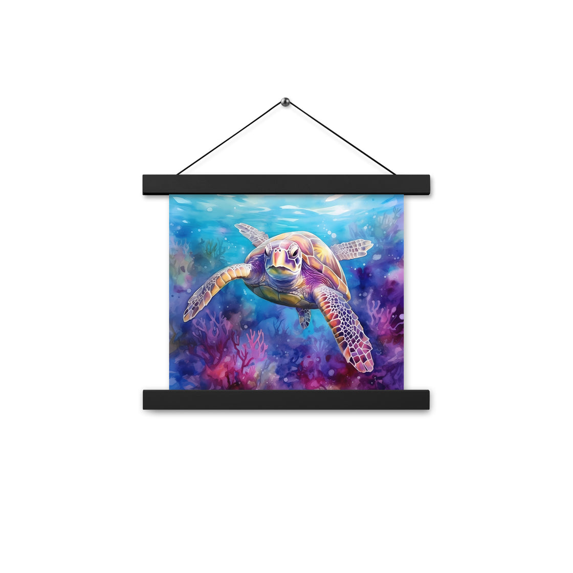 Colorful Sea Turtle Print with Magnetic Frame (Ready to Hang)