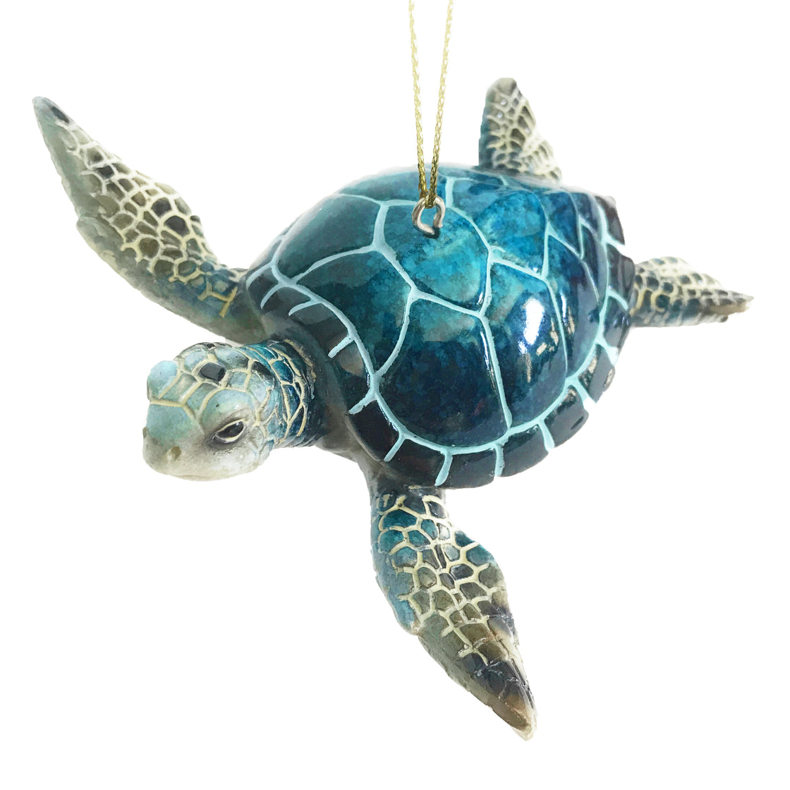 Christmas ornament - blue sea turtle, ceramic, hand-painted ornaments