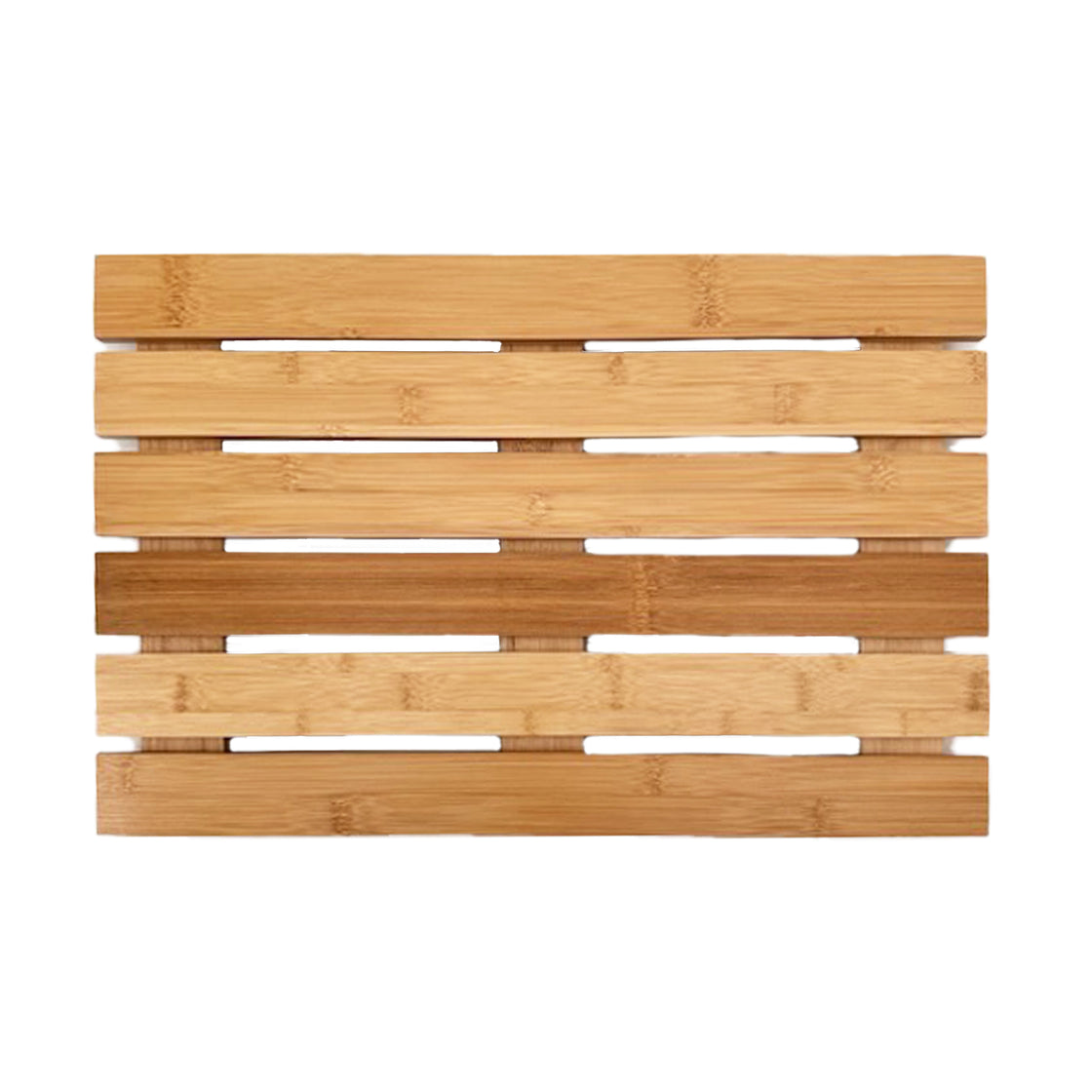 Wooden Bathroom Mat, Sturdy Bamboo Design, 6 Slats, Indoor/Outdoor