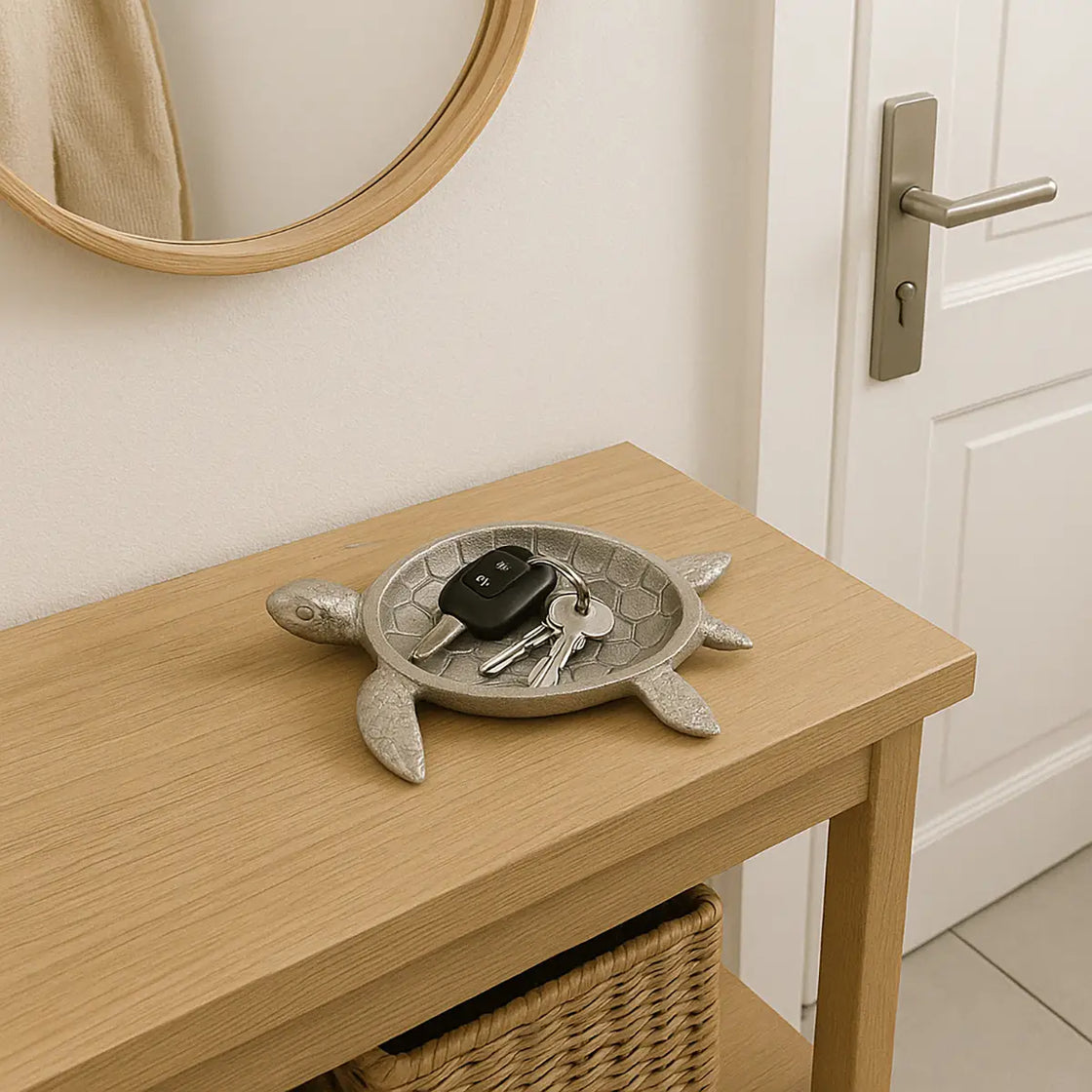 Silver Turtle Jewelry Dish – Decorative Trinket Tray for Rings, Keys & Coins – Coastal-Inspired Metal Catchall Bowl