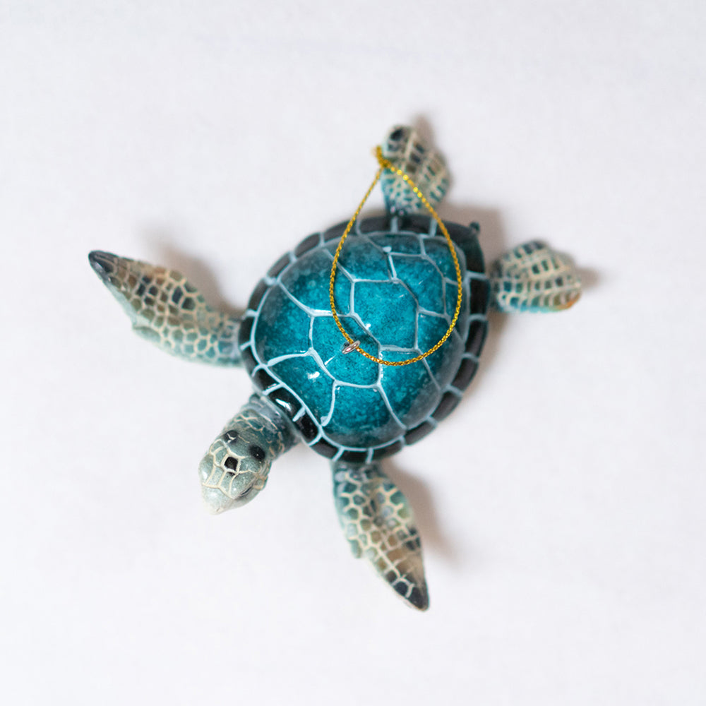 blue sea turtle hanging Christmas tree ornament