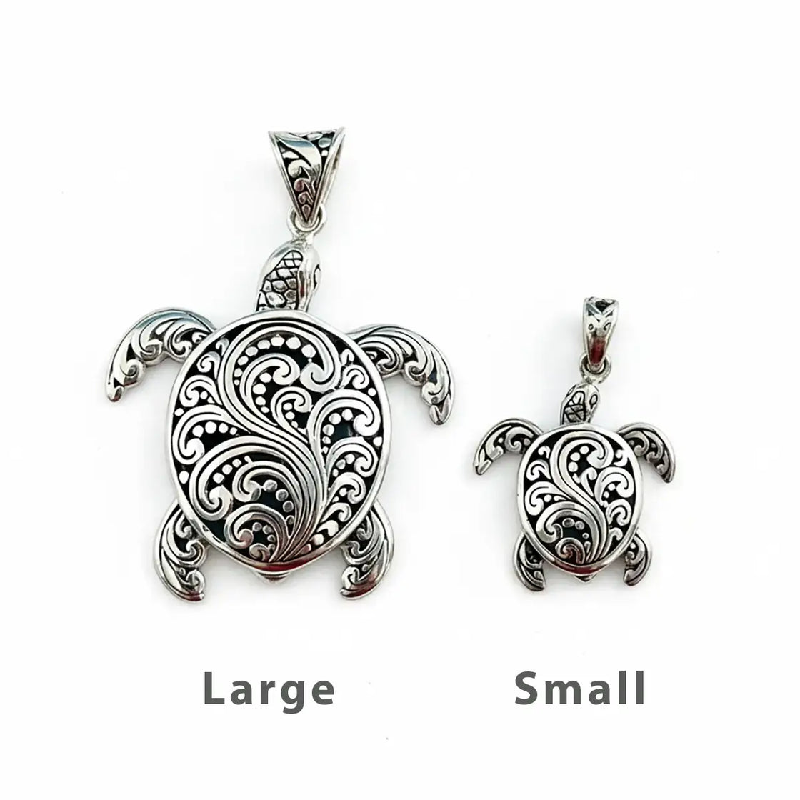 Rengora Sterling Silver Sea Turtle Pendant – Handmade Filigree Design - 2 Sizes