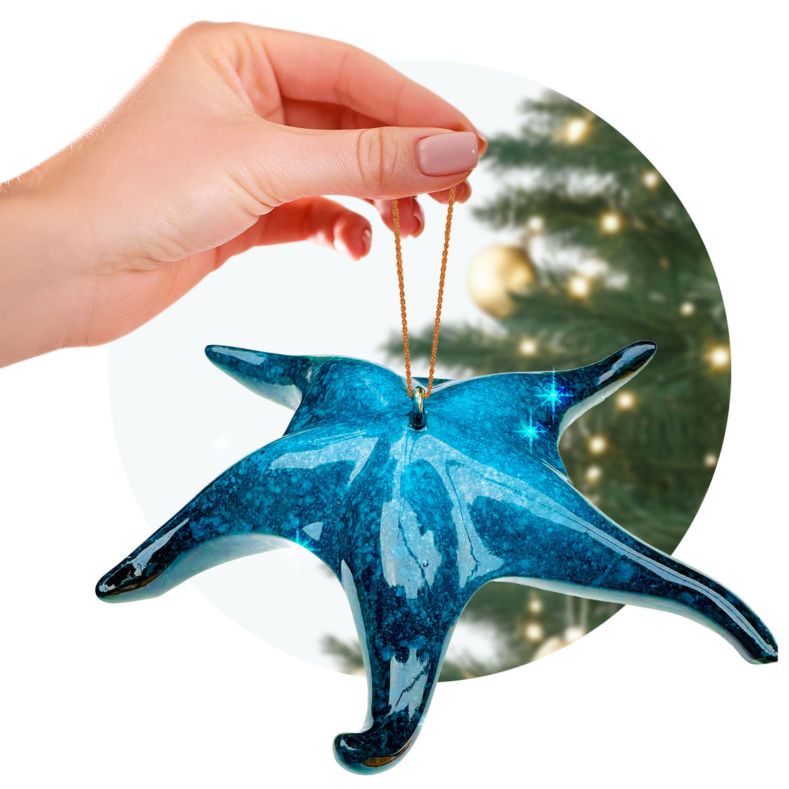 Blue Starfish Christmas Ornament - A Seaside Splash of Holiday or Halloween Delight!