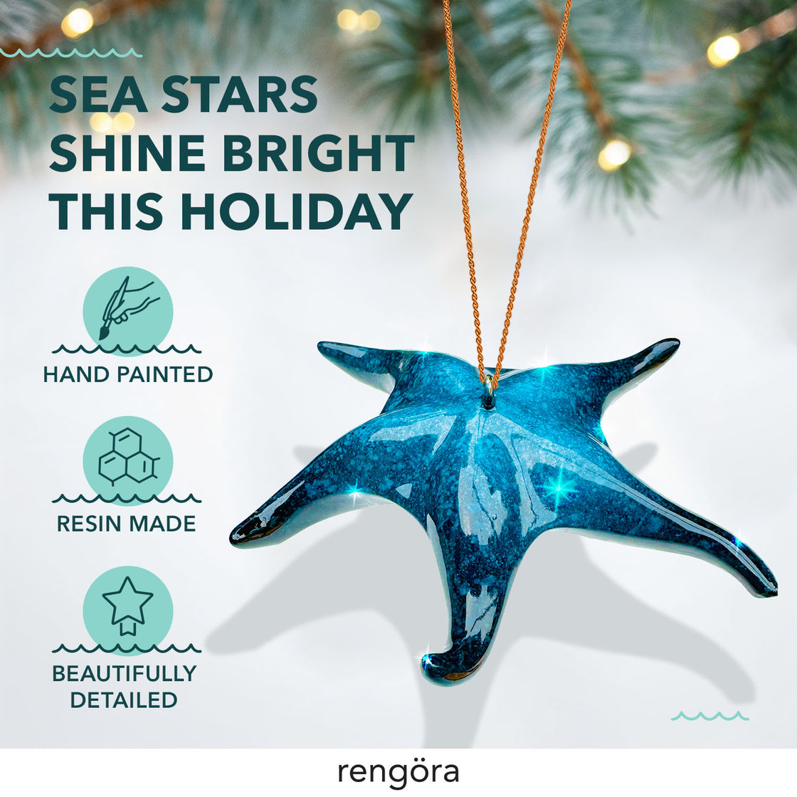 Blue Starfish Christmas Ornament - A Seaside Splash of Holiday or Halloween Delight!