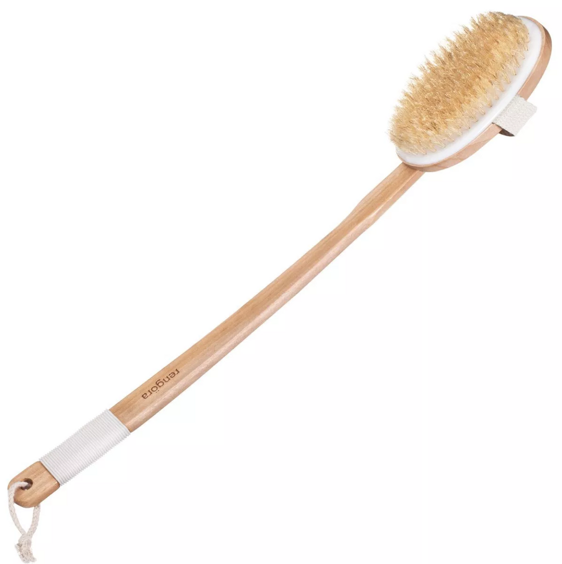 Extra long bath brush with boar bristles