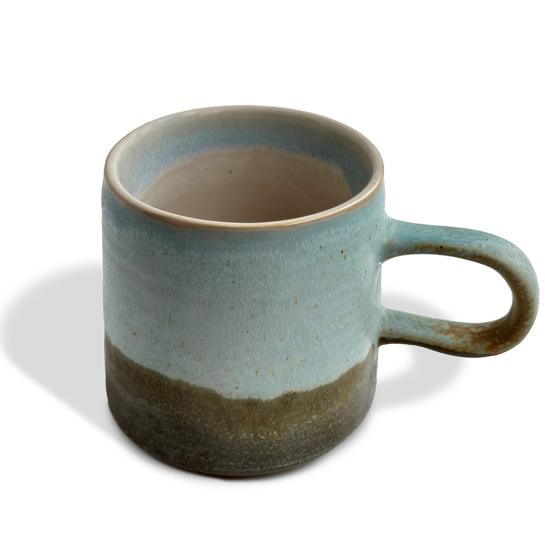 Rustic Blue + Brown Stoneware Mugs