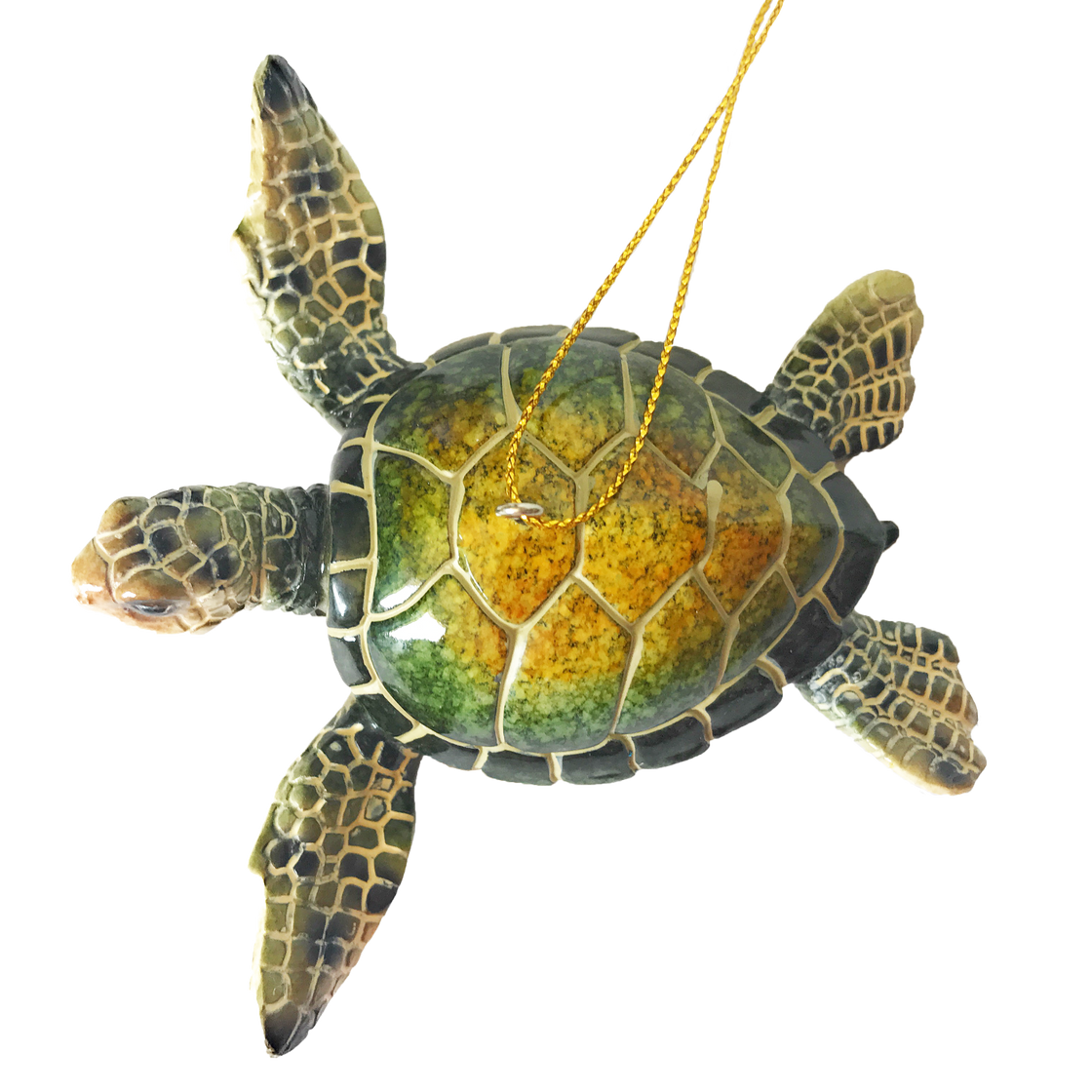 Top view of the rengöra ceramic green sea turtle ornament