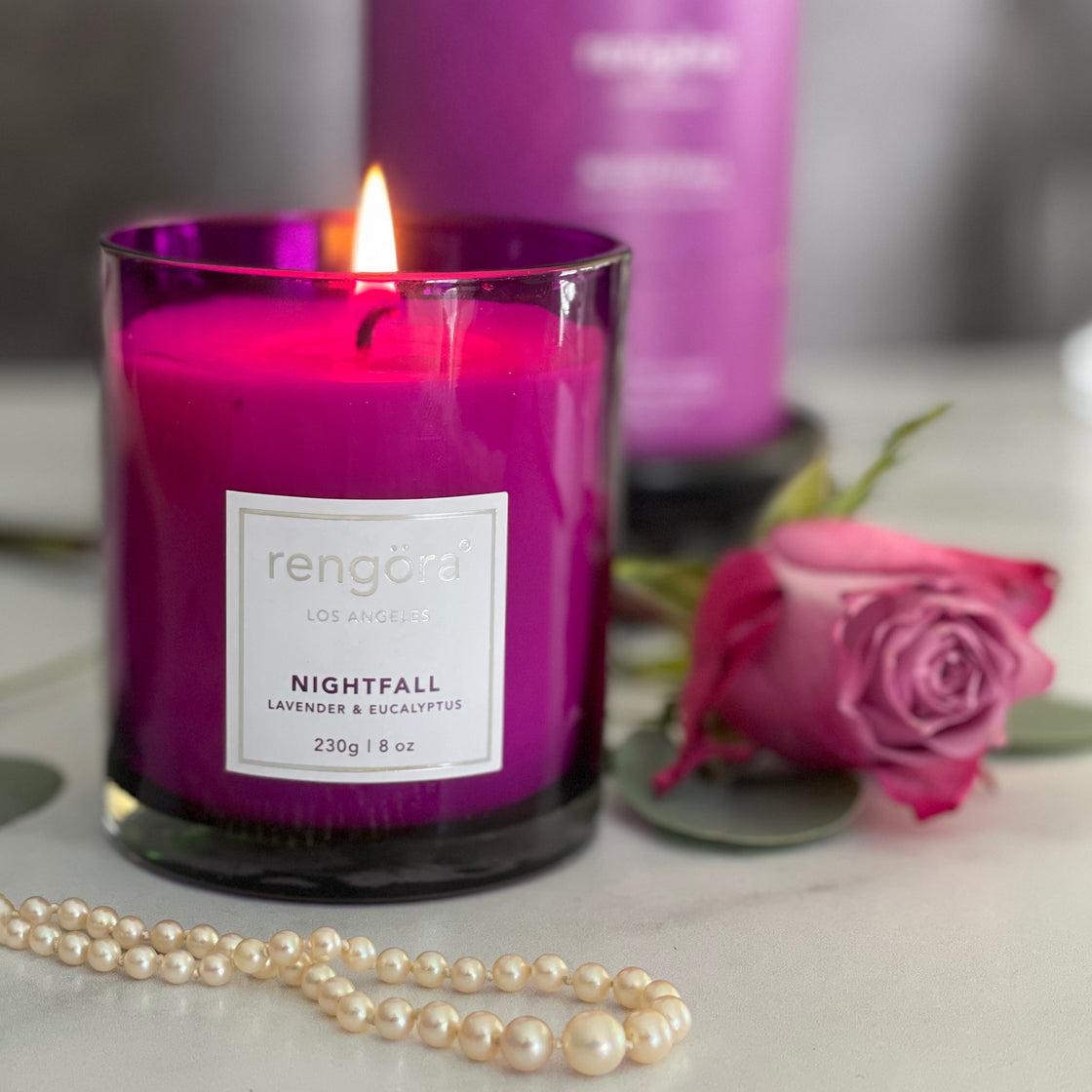 home fragrance scented candle with pearl and rose