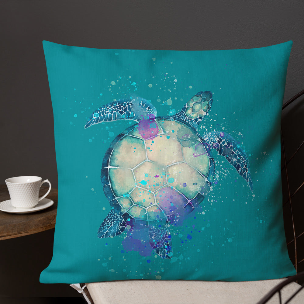 Sea Turtle Premium Custom Design Teal Pillow